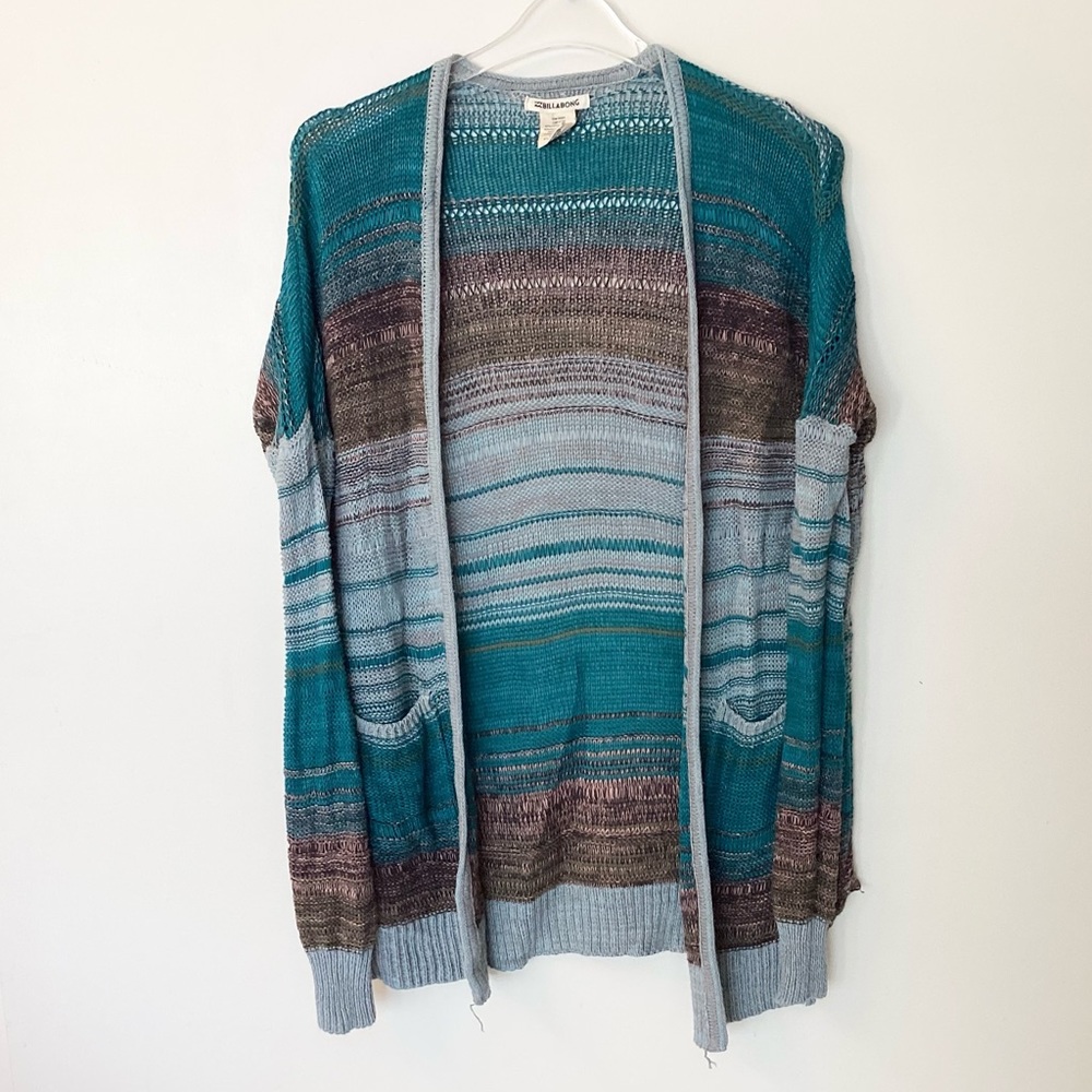 Billabong Stripes Over You Knit Open Cardigan - Blue - S